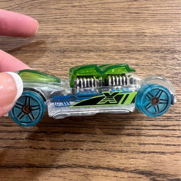 Hot Wheels 2004 What 4 - 2 Transparent Car W/ Green Accents & Blue Wheels - Picture 5 of 6